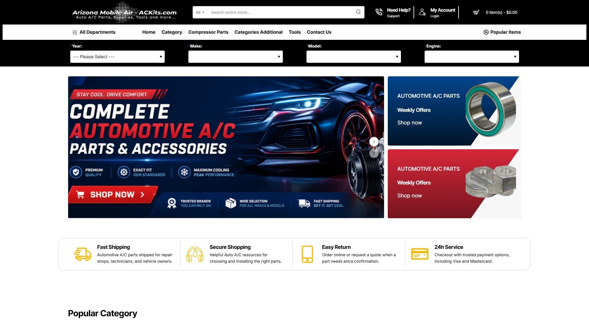 First screen of the ACKits homepage on desktop
