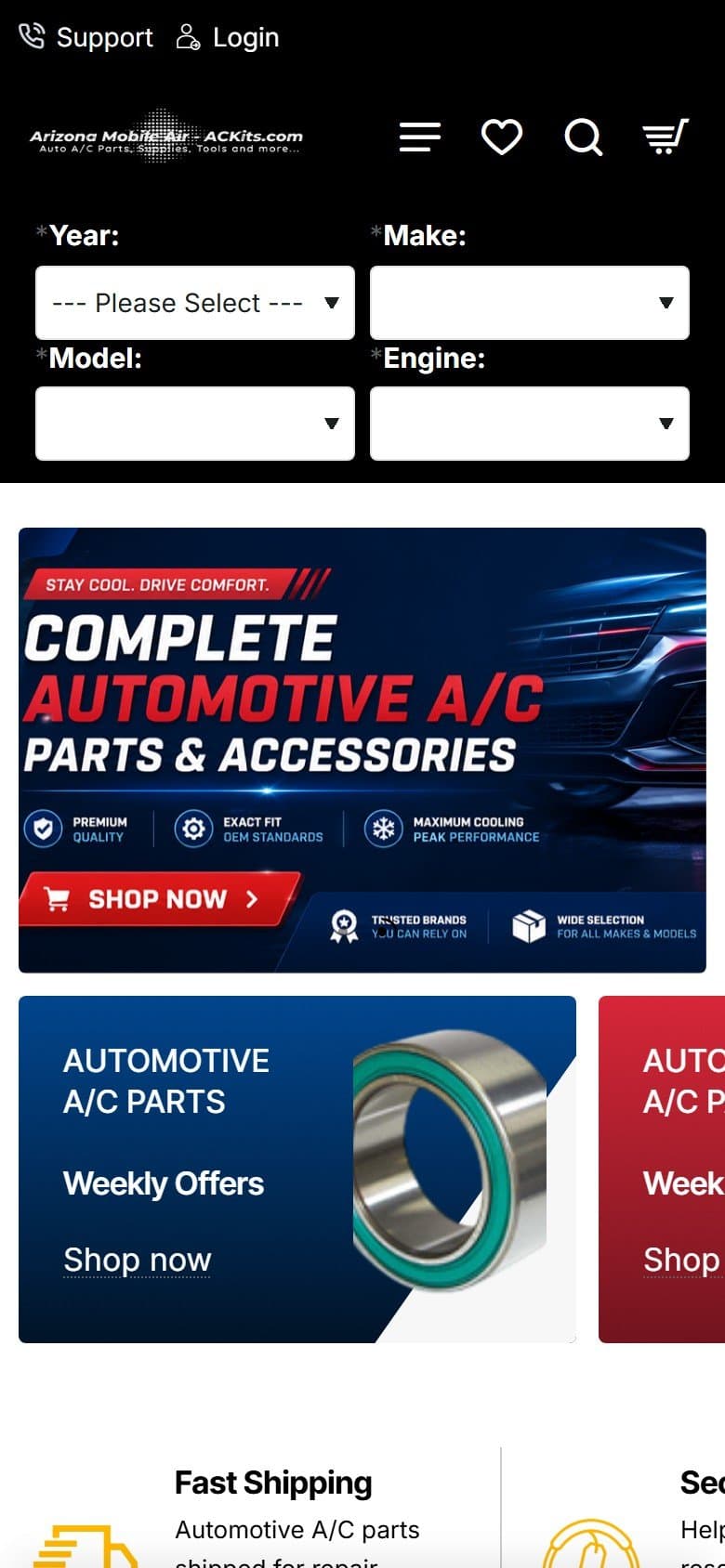 First screen of the ACKits homepage on a phone