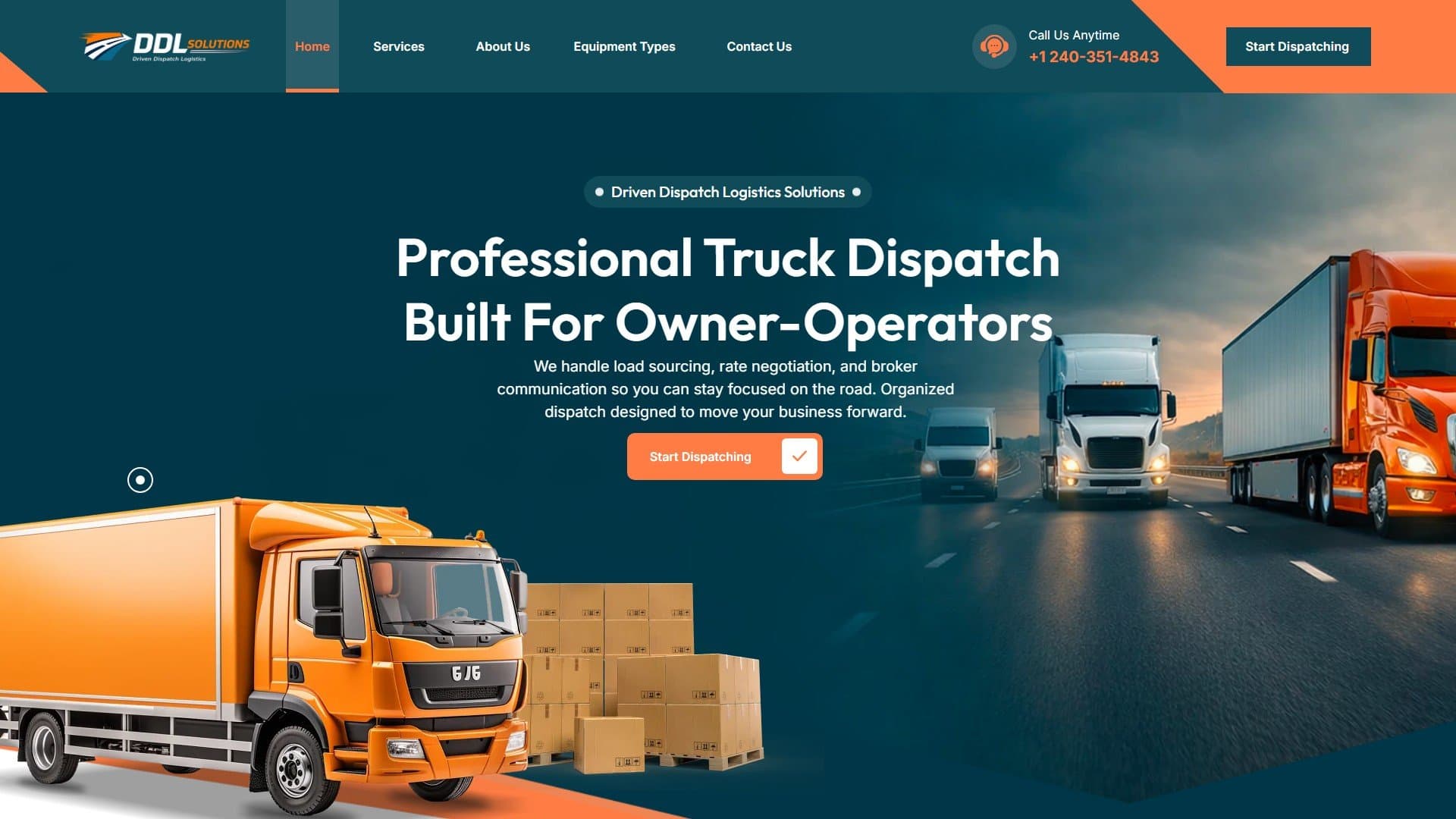 First screen of the DDL Solutions homepage on desktop