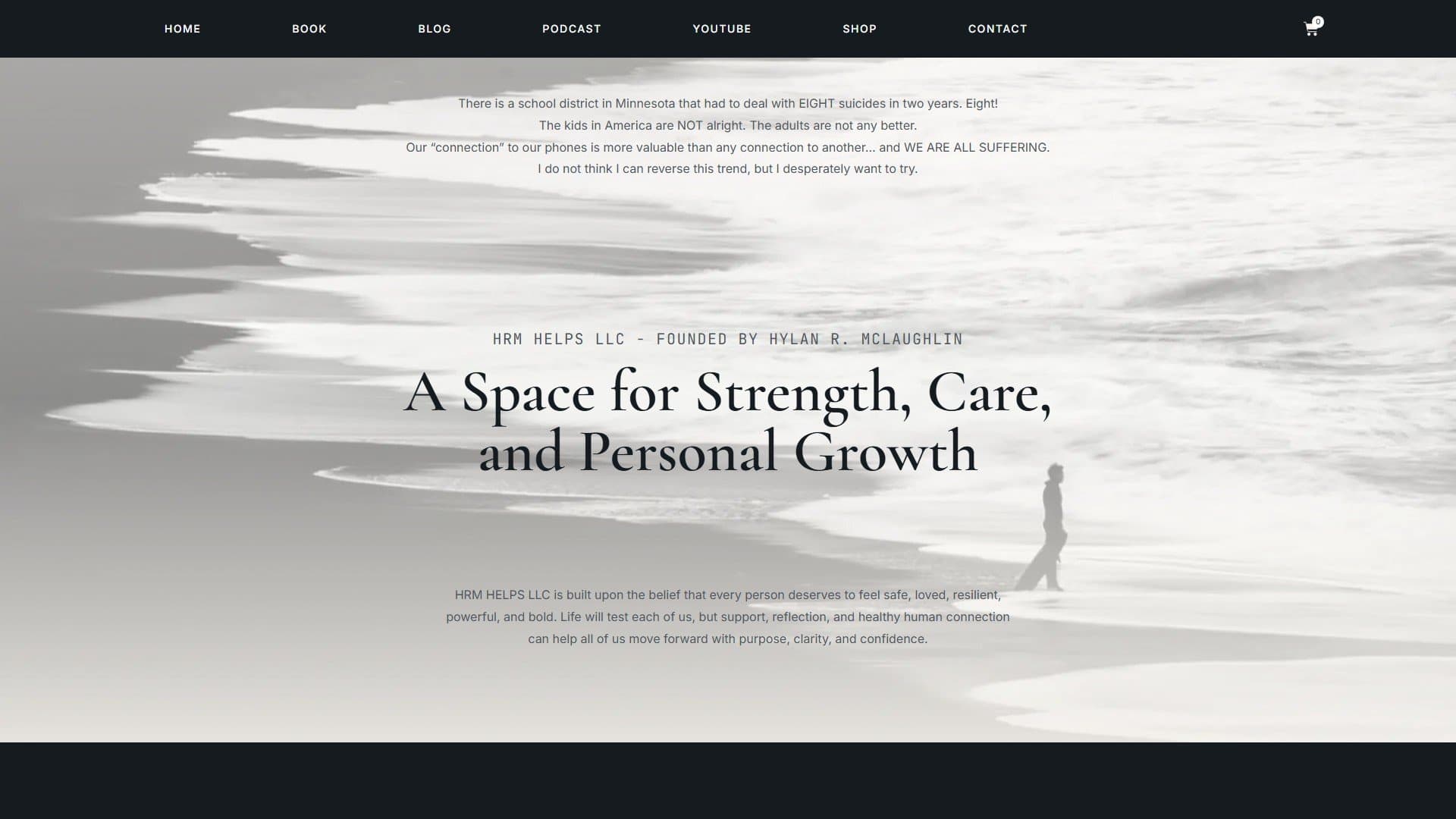 First screen of the HRM Helps homepage on desktop