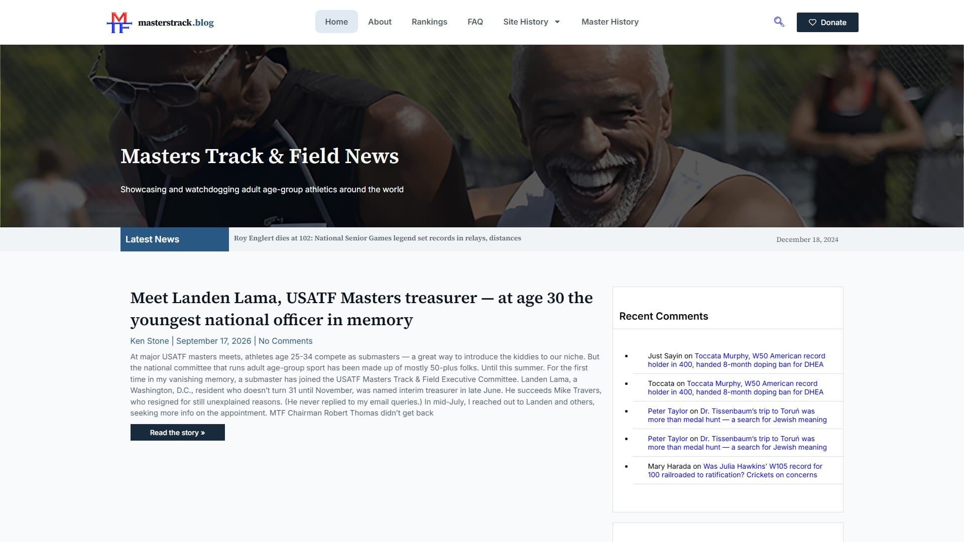 First screen of the masterstrack.blog homepage on desktop