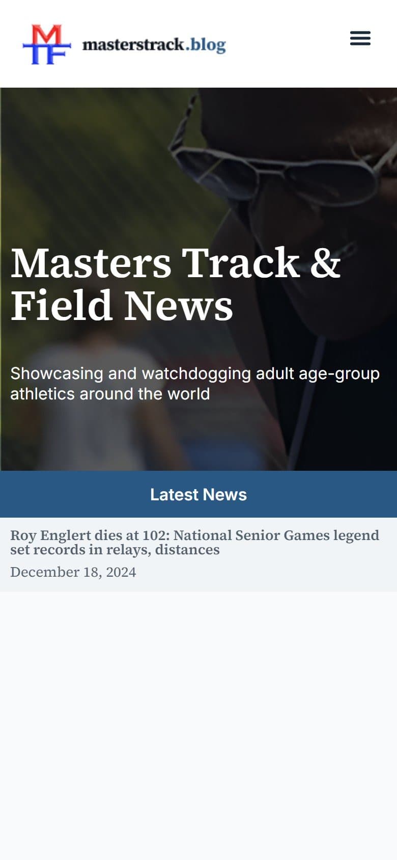 First screen of the masterstrack.blog homepage on a phone