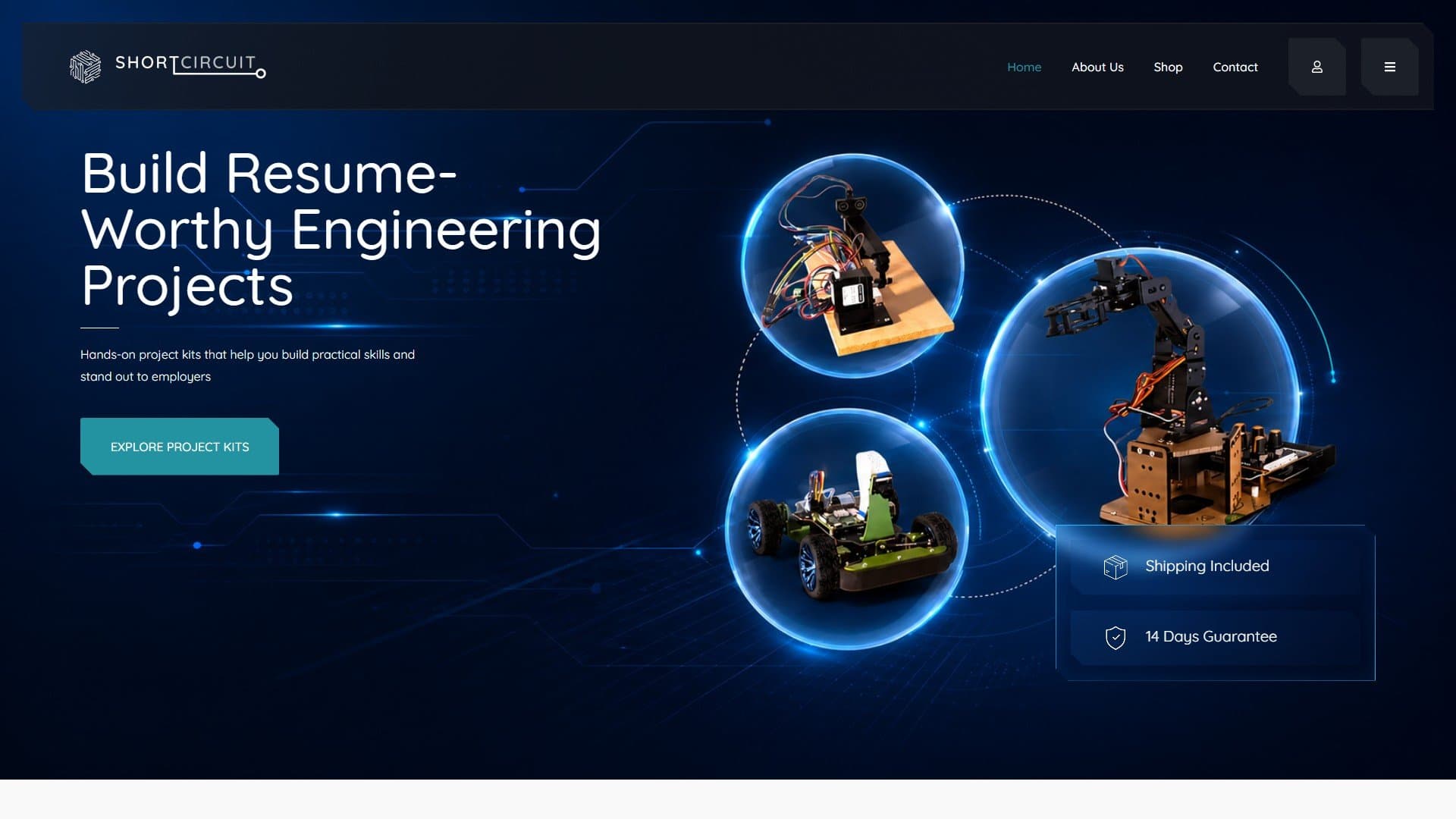 First screen of the Short Circuit homepage on desktop