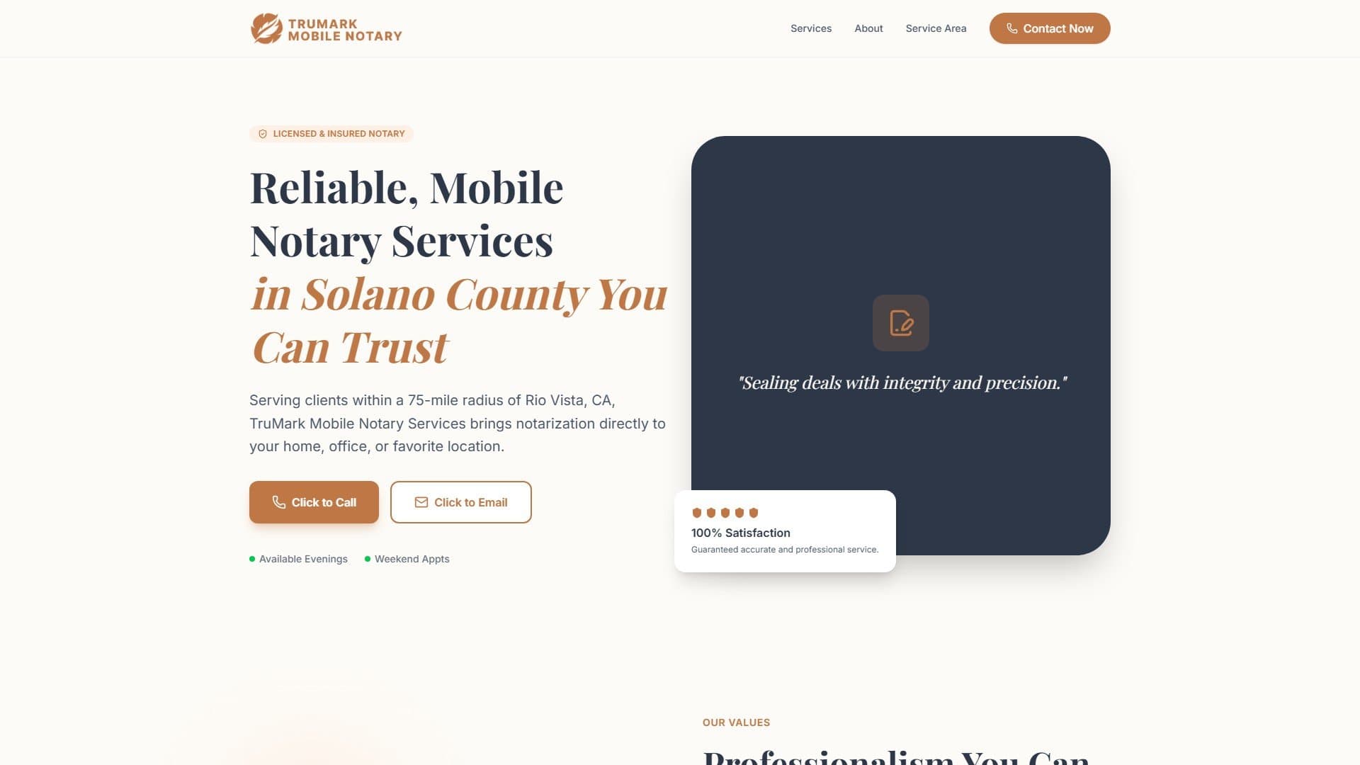 First screen of the TruMark Mobile Notary homepage on desktop