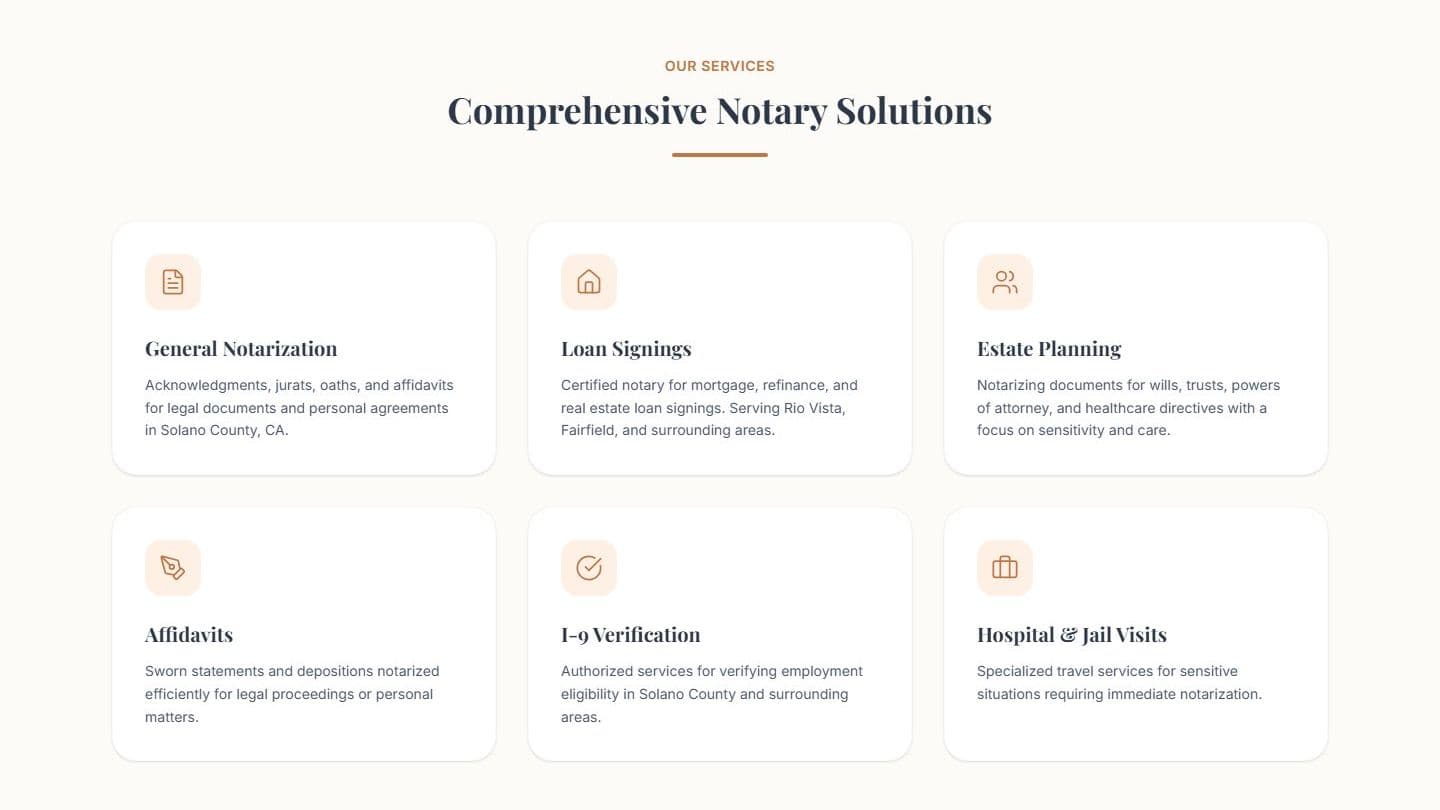 Notary services section of the TruMark Mobile Notary homepage on desktop